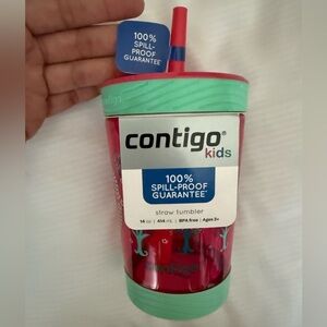 Contigo Kids Pink and Mint Straw Tumbler